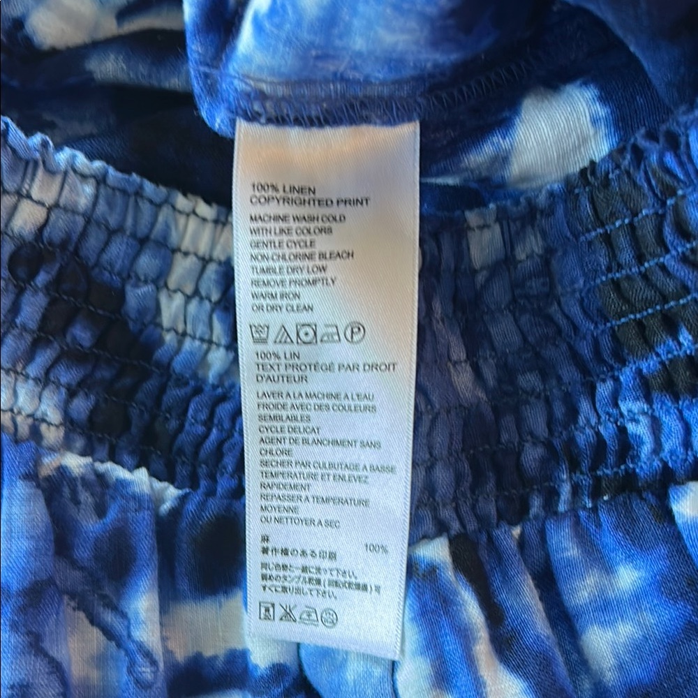 Tommy Bahama Blue and White Linen Palazzo Pants - Picture 4 of 7